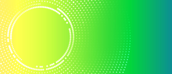 Abstract green gradient banner. Halftone dotted minimal contemporary long background