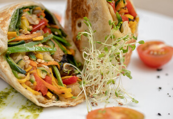 Vegetarian dishes such as salads, quinoa, avocado, vegetables and wraps