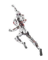 cyber mechis is flying up very fast rear view