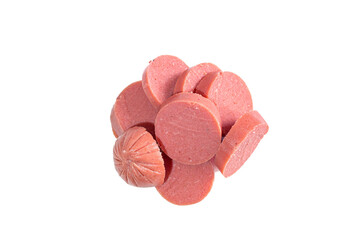 Slices of raw sausage