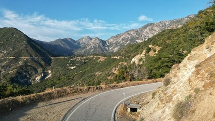 Rancho Cucamonga California Mountain Range in the desert with roads and trees