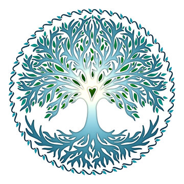 Tree Of Life, Celtic Mythology, Yggdrasil, Heart, Isolated