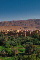 Fototapeta na wymiar traditional red cloth town in morocco, old town panorama, traditional landscape