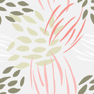 Abstract nature seamless pattern design. Wildlife tropical background. Good for wrapping paper, textile, fabric and prints.