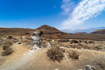 Typical natural landscape of Lanzarote. A place called Stratified City. Canary Islands. Spain.