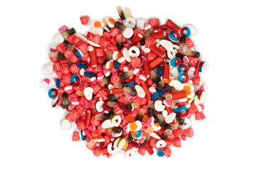 Tasty mix of jelly colorful candies isolated on a white background.