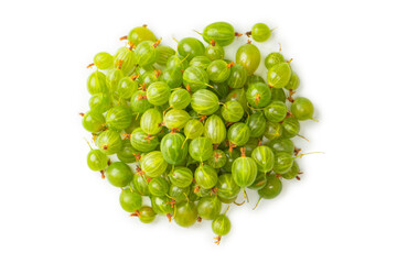 A group of gooseberries isolated on a white background.