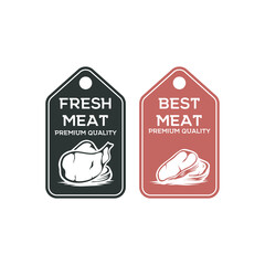 Set of meat shop vintage label design