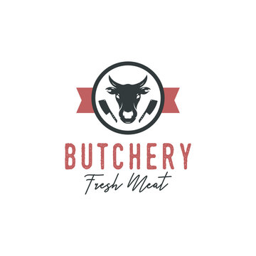 Butchery meat shop icon logo design