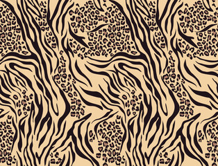 pattern zebra and leopard print animal print background, seamless mix design © Sanvel