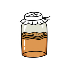 kombucha doodle icon, vector color line illustration