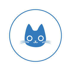 Cute cartoon cat face head icon | Circle version icon |