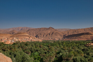 traditional red cloth town in morocco, old town panorama, traditional landscape