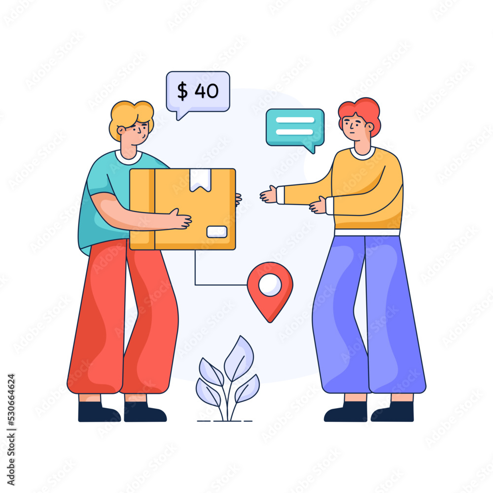 Sticker Ready to use flat illustration of receive parcel 