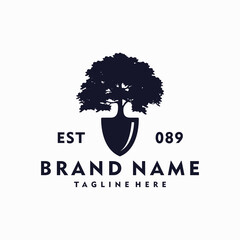 tree shovel logo in hipster or vintage concept © SpyArt