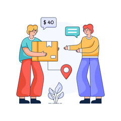 Ready to use flat illustration of receive parcel 