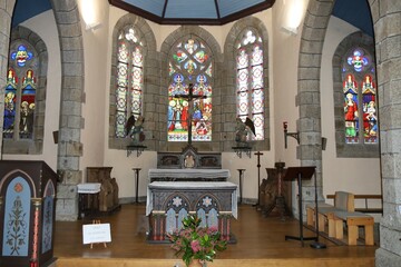 Fototapeta na wymiar L'église Saint Joseph, construite au 19eme siècle, village de Pont-Aven, département du Finistere, Bretagne, France