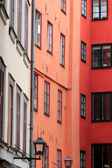 Colorful buildings in narrow street