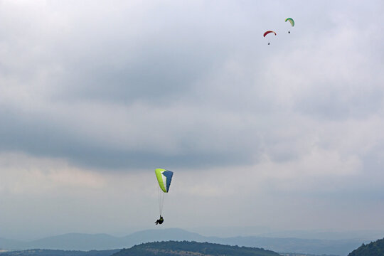 Paragliders in Rose Valley, Bulgaria	
