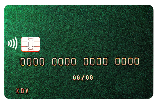 Debit card closeup on transparent background - Powered by Adobe