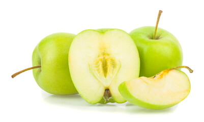 Green apples isolated on white background.