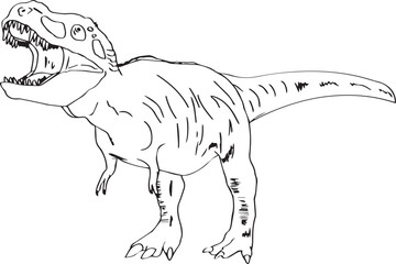 Dinosaurio vector en lineas para colorear, blanco y negro
