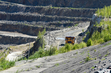 Technique works in a large mining quarry