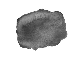 Watercolor spot on white. Hand drawn painted stain. Watercolour artwork. Art banner. Black and white illustration