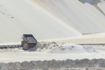 View on a quarry of sand and mineral. surface mining site.