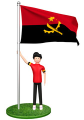 3d cartoon illustration of people standing under the flag