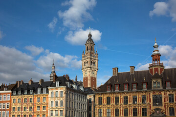 Fototapeta na wymiar Central town square, La Grand Place in Lille