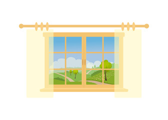 Fototapeta na wymiar Closed window isolated on white background. Vector illustration. Home interior concept. Cartoon flat style