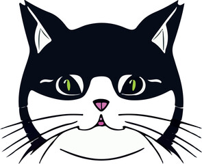 Isolated Beautiful Cat portrait illustration