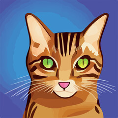Isolated Beautiful Cat portrait illustration