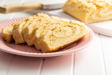 Sweet pie with nut flavor on plate.