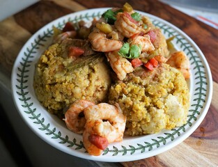 Mofongo Spanish dish with shrimp