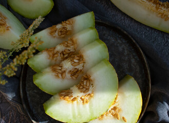 Juicy melon on old background