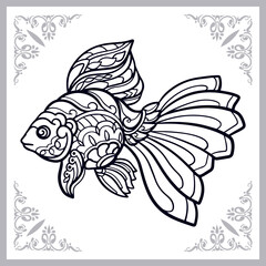 Goldfish zentangle arts isolated on white background