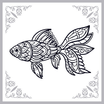Goldfish zentangle arts isolated on white background