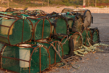 Pots for octopus fishing in Galician lands