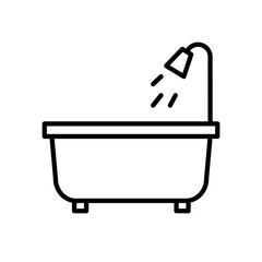 bathtub with shower, bathroom, vector icon