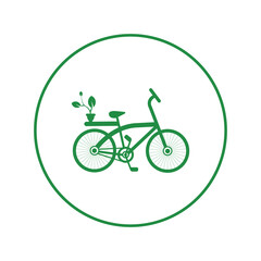 Fototapeta na wymiar Ecology plant environment bicycle icon | Circle version icon |