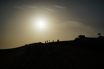 Fototapeta na wymiar Sand dunes in Maspalomas, Gran Canaria, in the province of Las Palmas