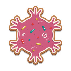 Christmas gingerbread snowflakes with blue glaze. For the design of greeting cards, flyers. 