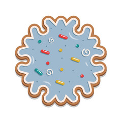 Christmas gingerbread snowflakes with blue glaze. For the design of greeting cards, flyers. 