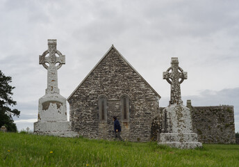 old graveyard in ireland with clouds