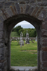 window to an old graveyard in Ireland