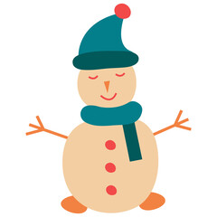 Snowman in cartoon style. Element for creating Christmas and New Year's design.