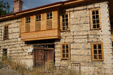 Düğmeli Evler ( Buttoned houses ) with the traditional architectural style of the Anatolian towns of İbradı and Ormana. Antalya - Turkey