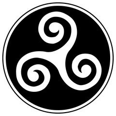 Celtic Triskele in a black circle